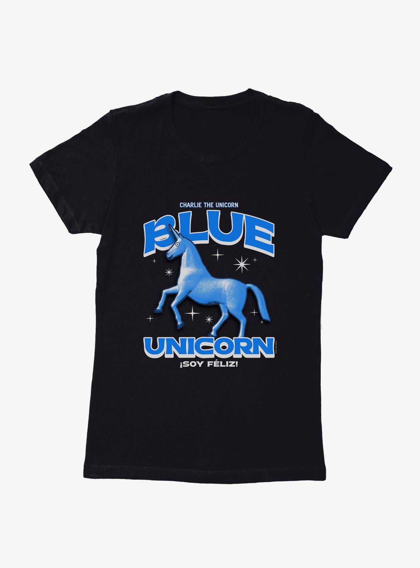 Charlie The Unicorn Blue Unicorn Womens T-Shirt, , hi-res