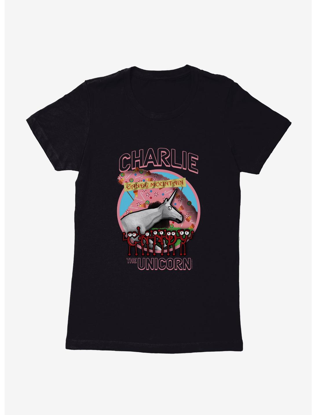 Charlie The Unicorn Candy Mountain Womens T-Shirt, BLACK, hi-res