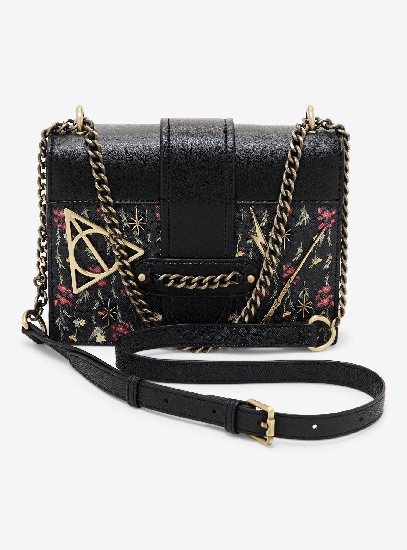 Harry Potter Floral Deathly Hallows Crossbody Bag - BoxLunch Exclusive