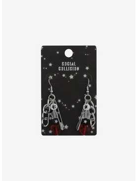 Social Collision Safety Pink Chain Bead Drop Earrings, , hi-res