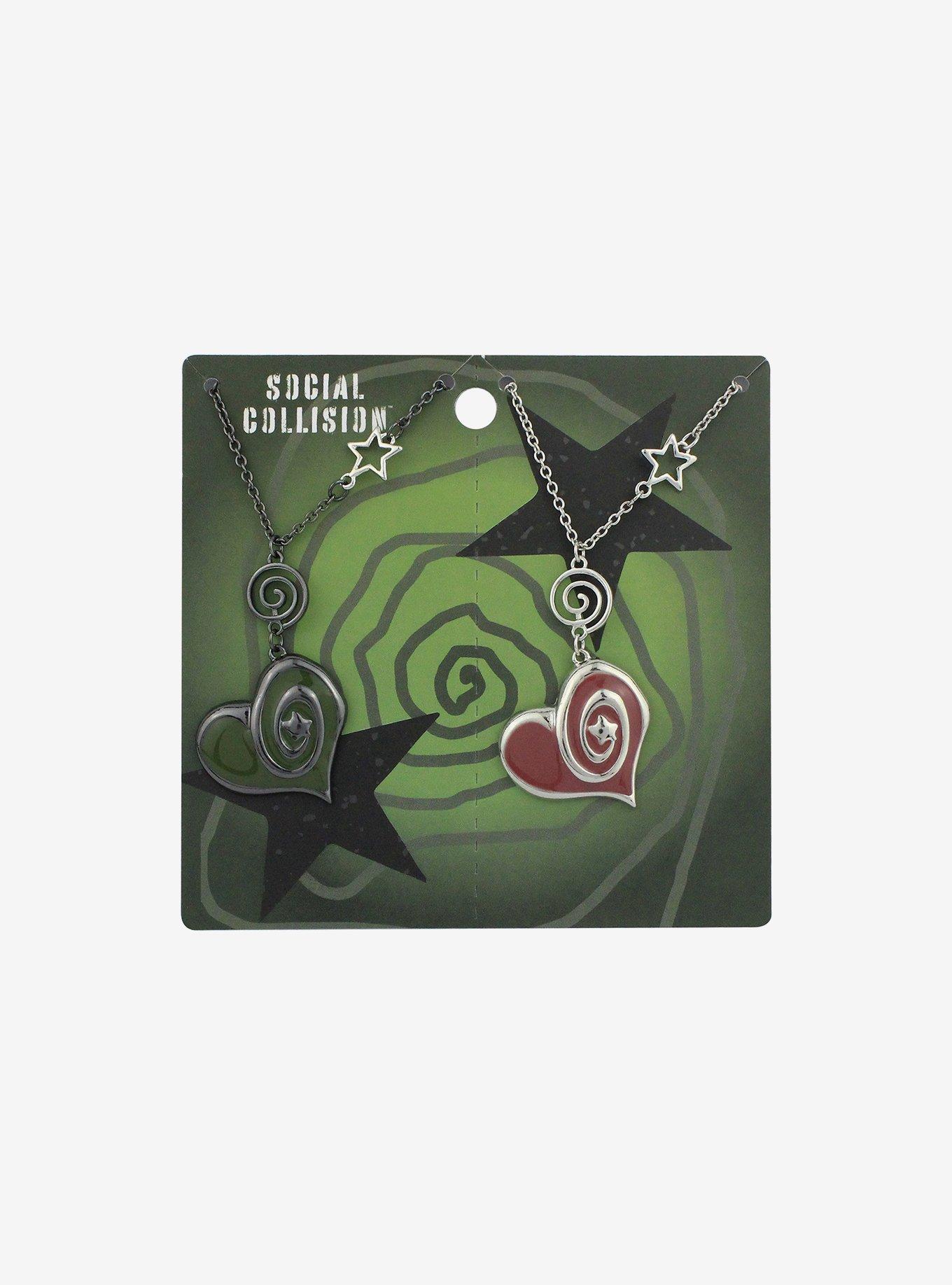 Social Collision Spiral Heart Best Friend Necklace Set, , hi-res