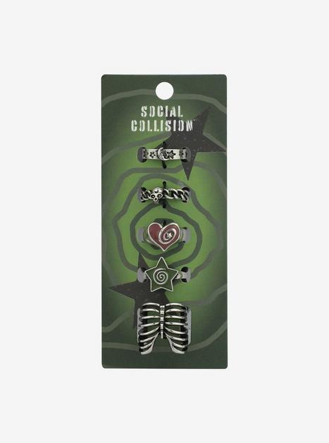 Social Collision Swirl Heart Rib Cage Ring Set | Hot Topic