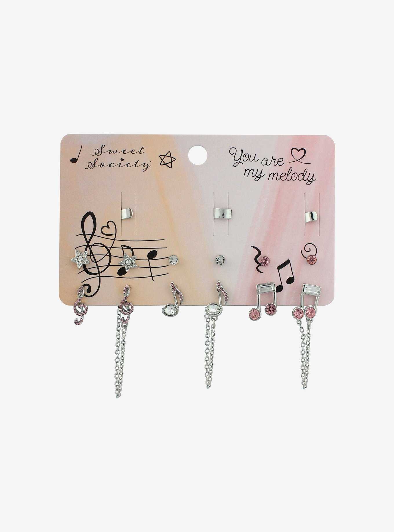Sweet Society Musical Notes Cuff Earring Set, , hi-res
