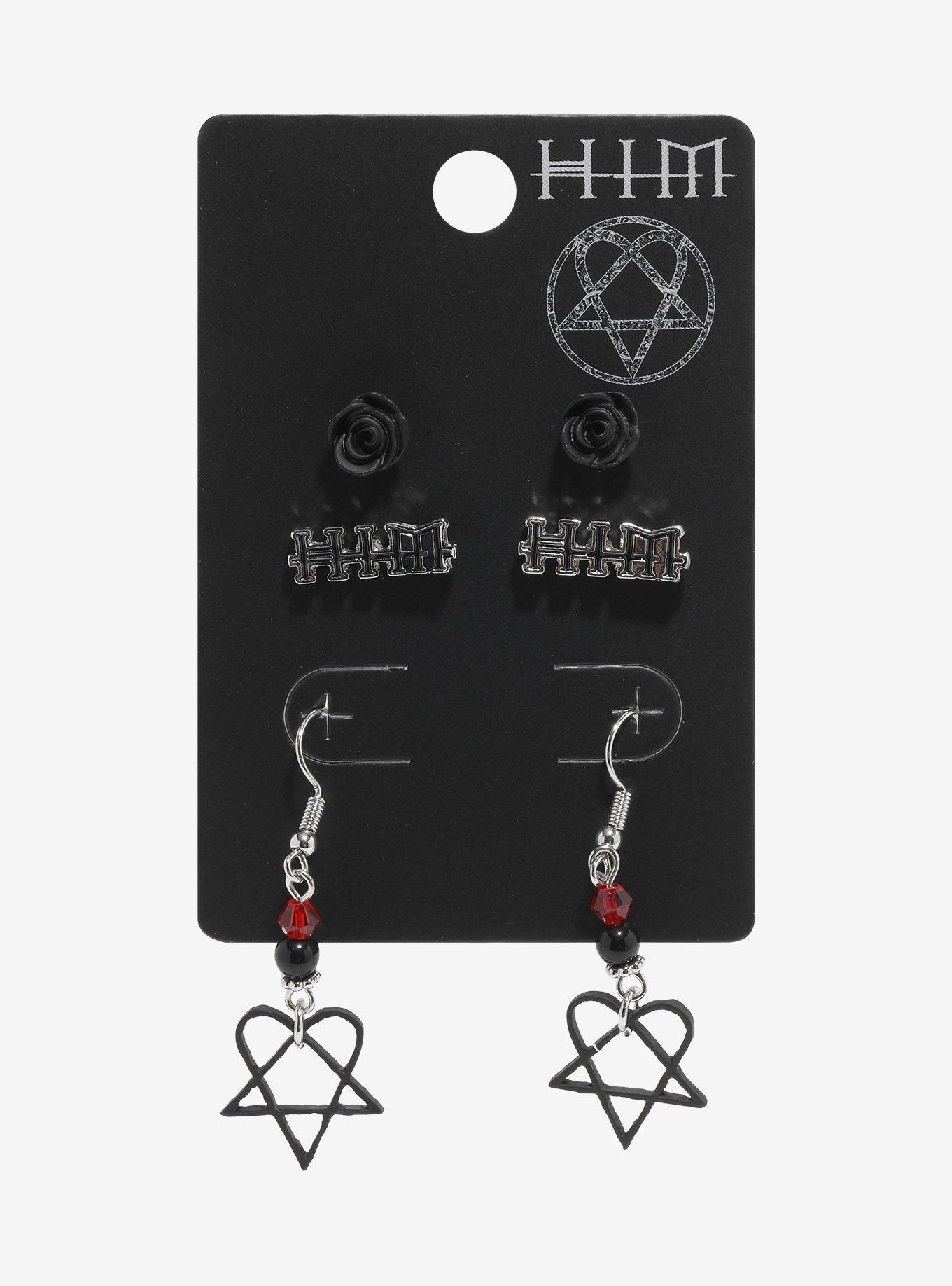 HIM Rose Heartagram Earring Set, , hi-res