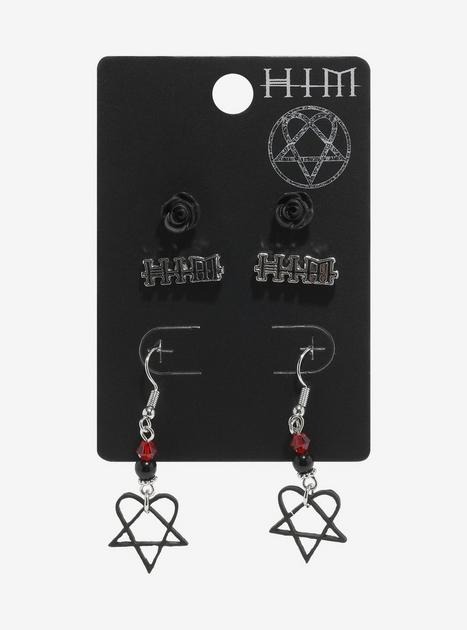 HIM Rose Heartagram Earring Set | Hot Topic