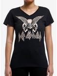 Def Leppard Winged Skulls Girls V-Neck T-Shirt, BLACK, hi-res