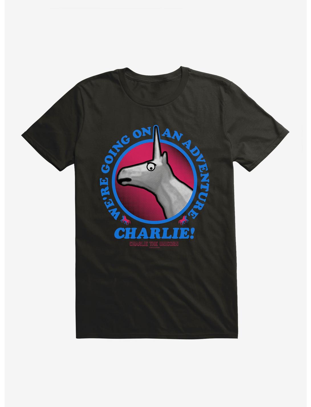 Charlie The Unicorn Adventure Charlie! T-Shirt, BLACK, hi-res