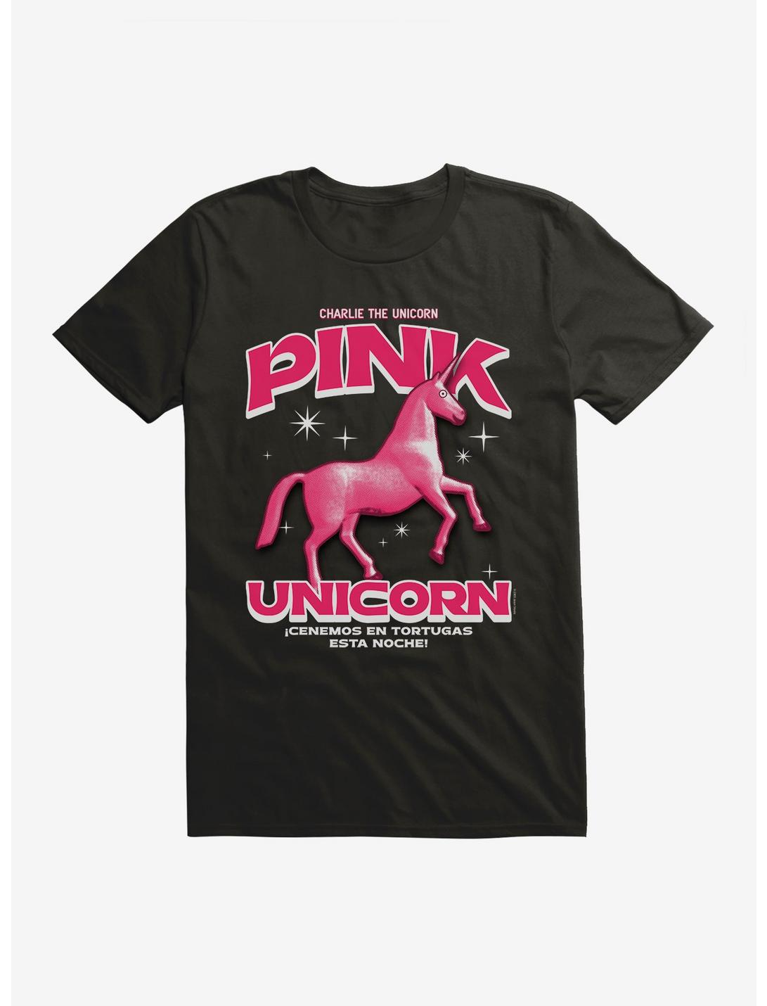 Charlie The Unicorn Pink Unicorn T-Shirt, BLACK, hi-res