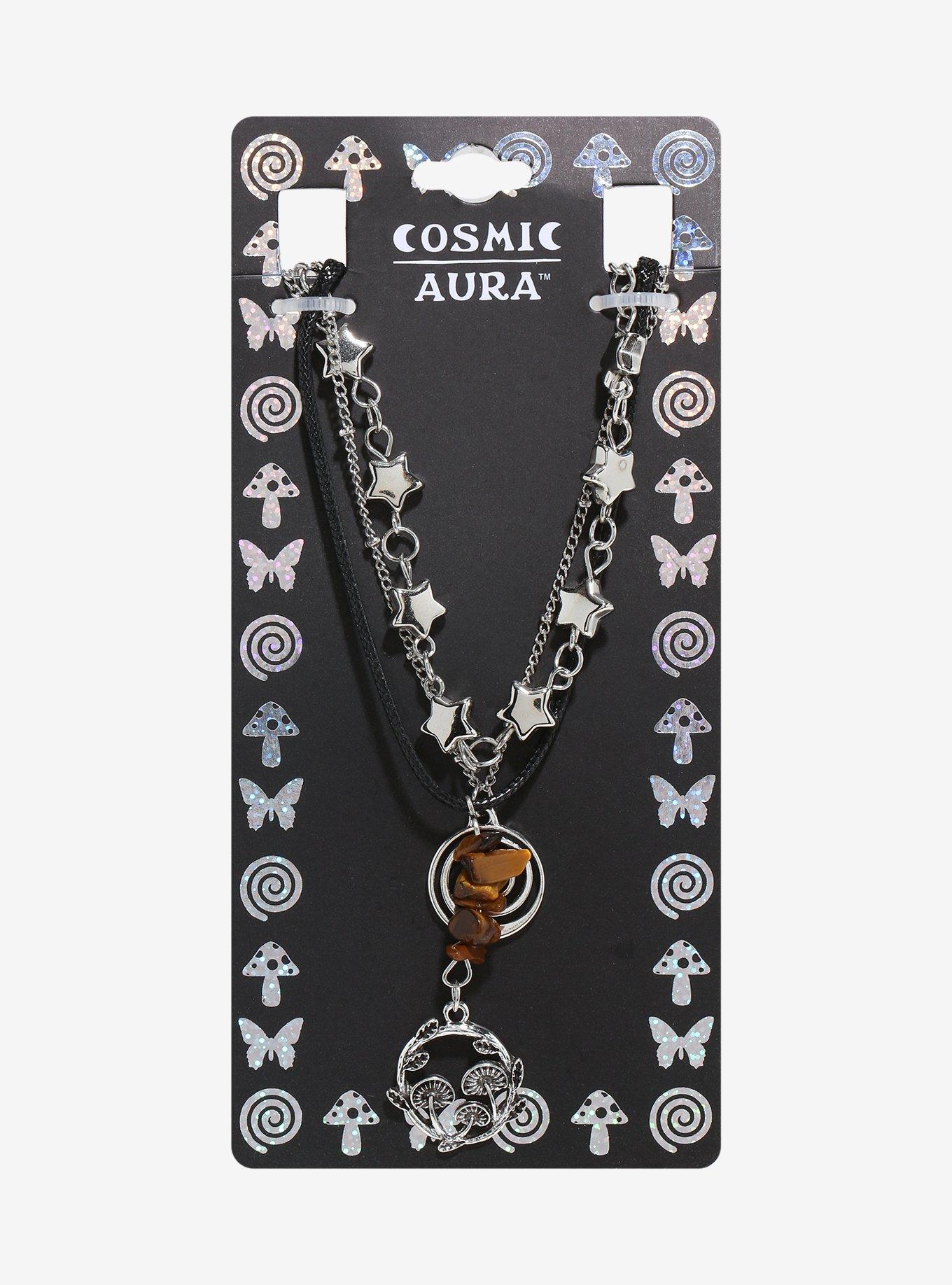 Cosmic Aura Mushroom Spiral Star Necklace Set, , hi-res