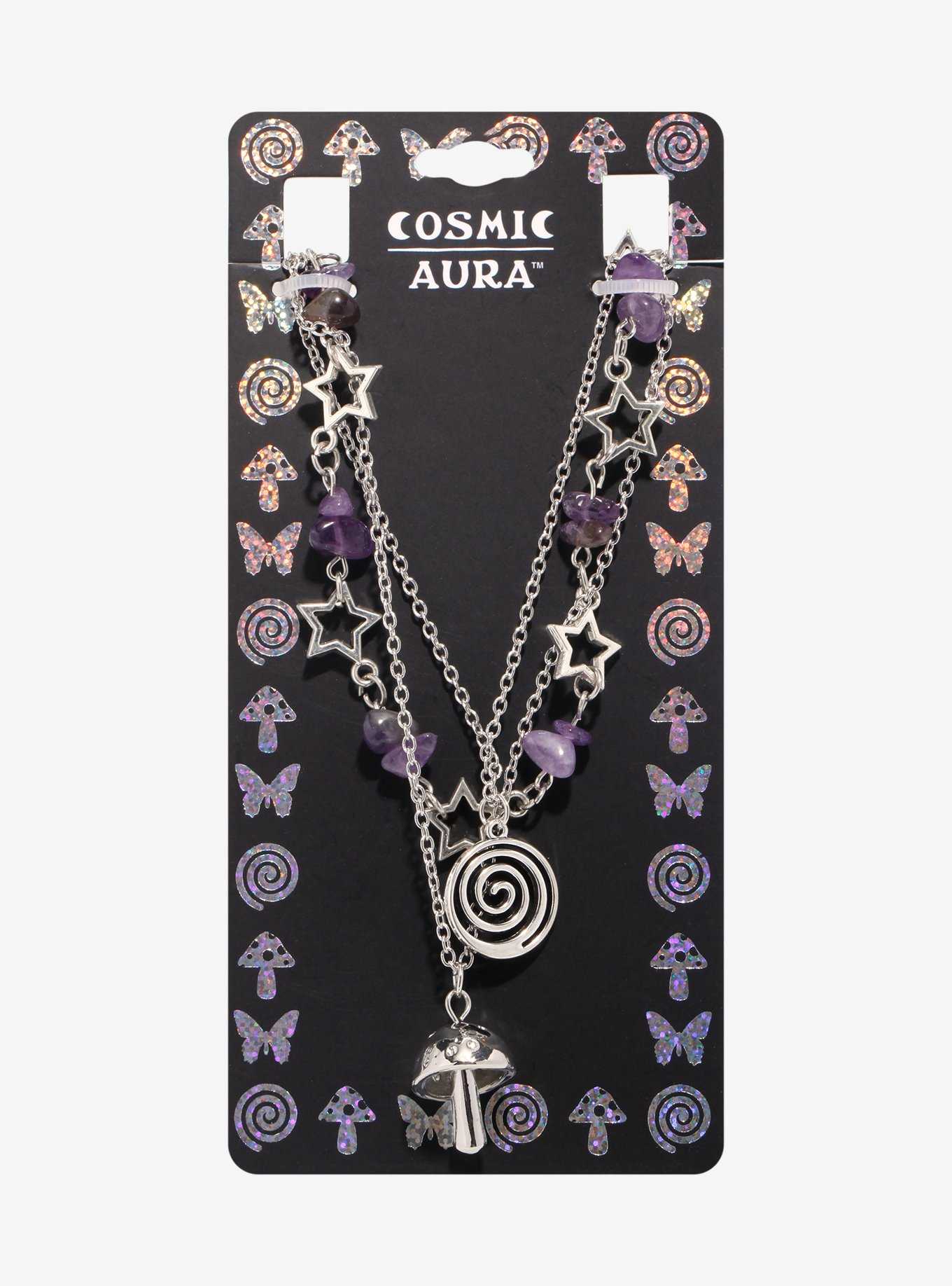 Cosmic Aura Purple Star Swirl Necklace Set, , hi-res