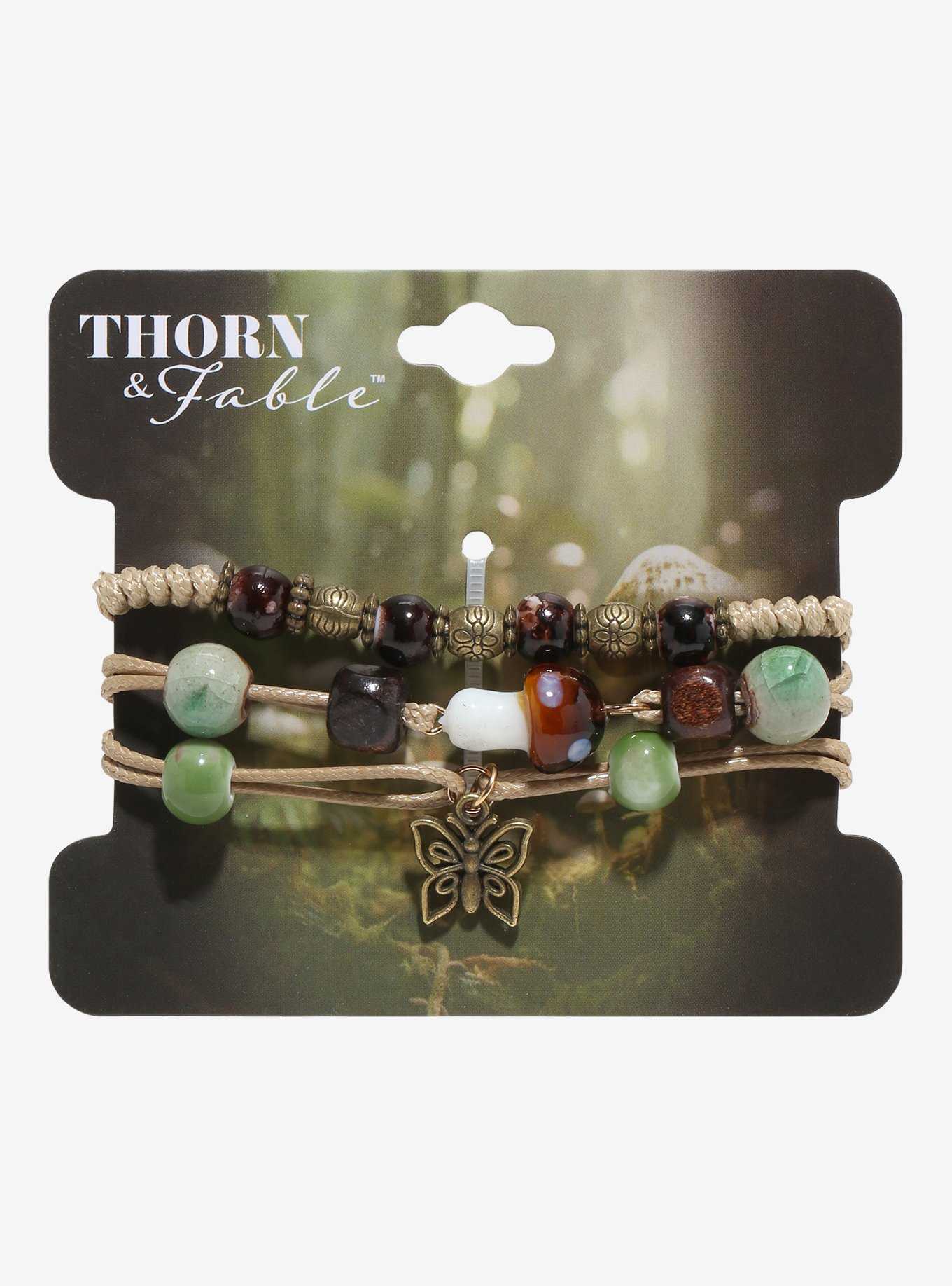 Thorn & Fable Mushroom Butterfly Bead Cord Bracelet Set, , hi-res