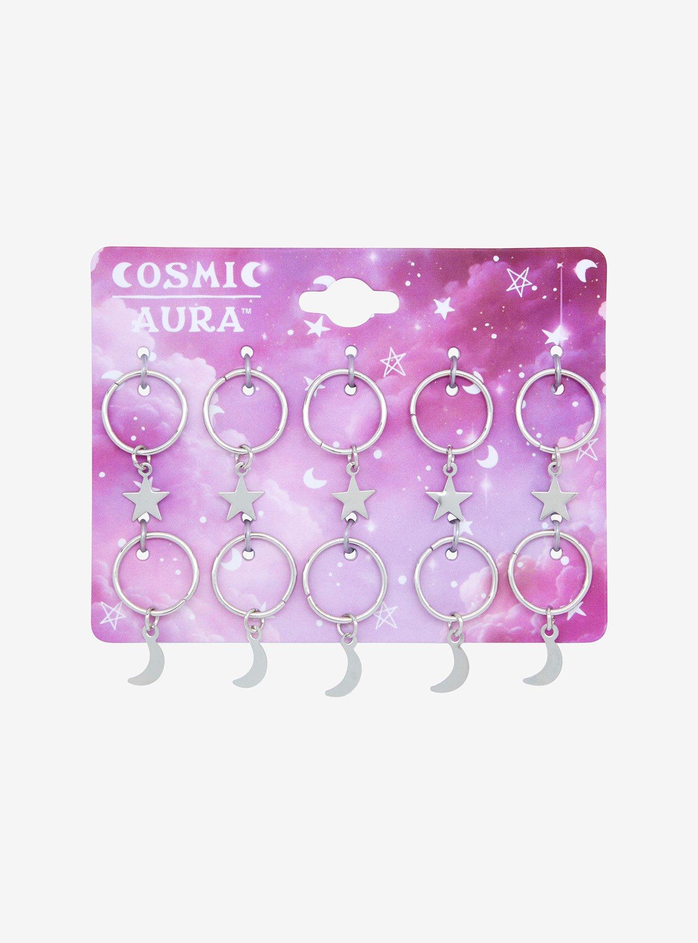 Cosmic Aura Silver Celestial Hair Charms, , hi-res