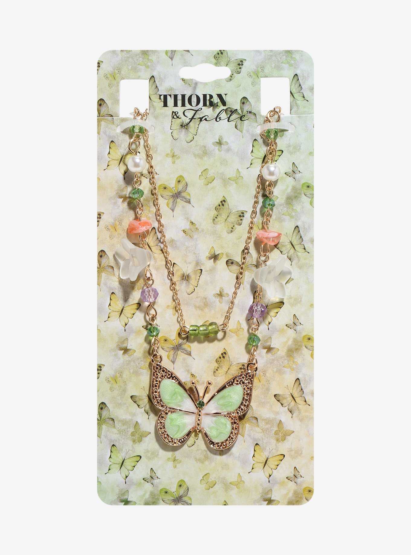 Thorn & Fable Butterfly Pendant Tulip Necklace Set, , hi-res