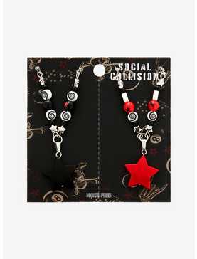 Social Collision Red & Black Star Swirl Best Friend Necklace Set, , hi-res