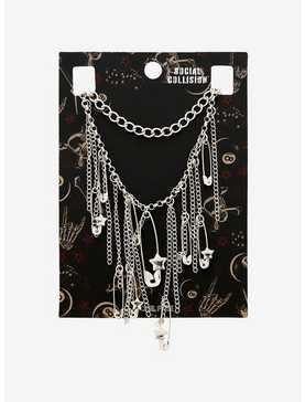 Social Collision Safety Pin Star Necklace Set, , hi-res