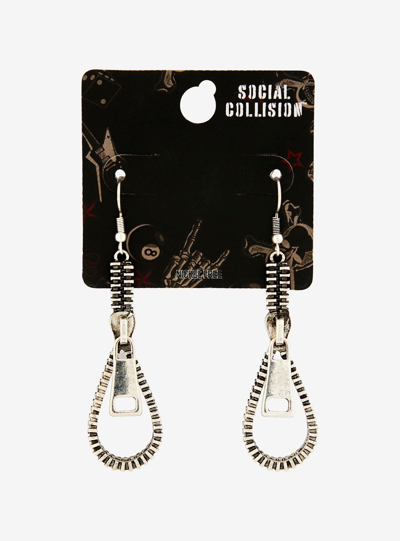 Social Collision Zipper Pull Earrings