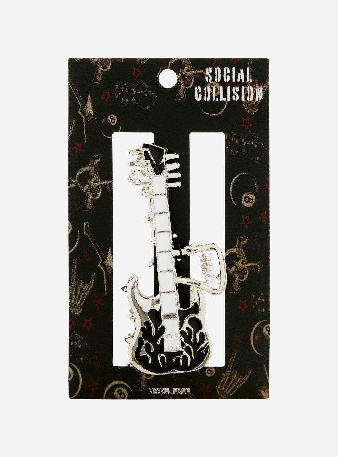 Social Collision Flame Guitar Claw Hair Clip, , hi-res