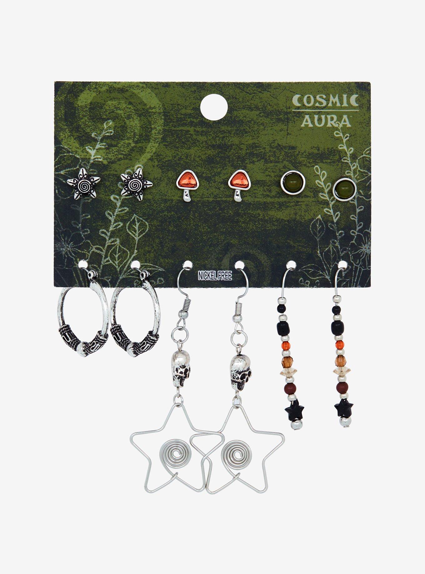 Cosmic Aura Grunge Star Mushroom Earring Set, , hi-res