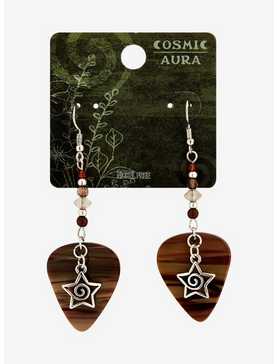 Cosmic Aura Spiral Star Guitar Pick Drop Earrings, , hi-res