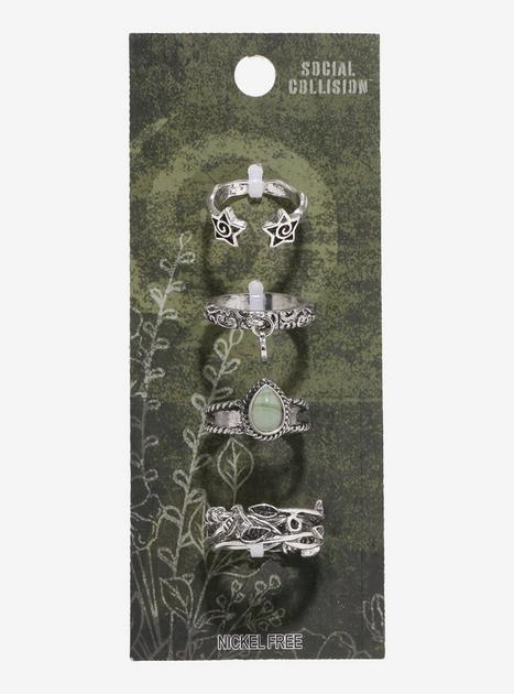 Social Collision Leaf Stone Ring Set | Hot Topic