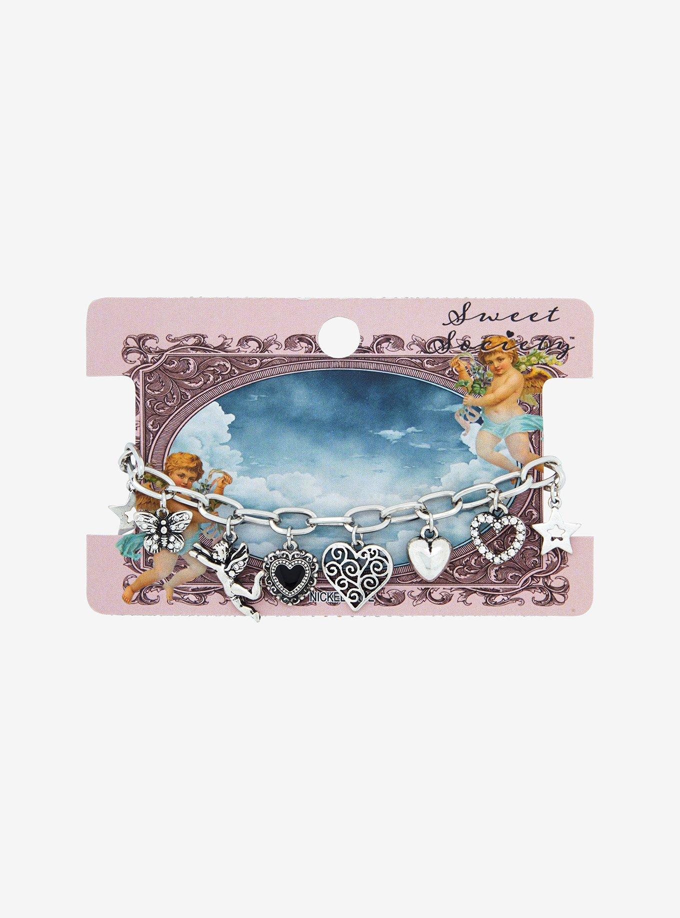 Sweet Society Heart Cherub Charm Bracelet, , hi-res