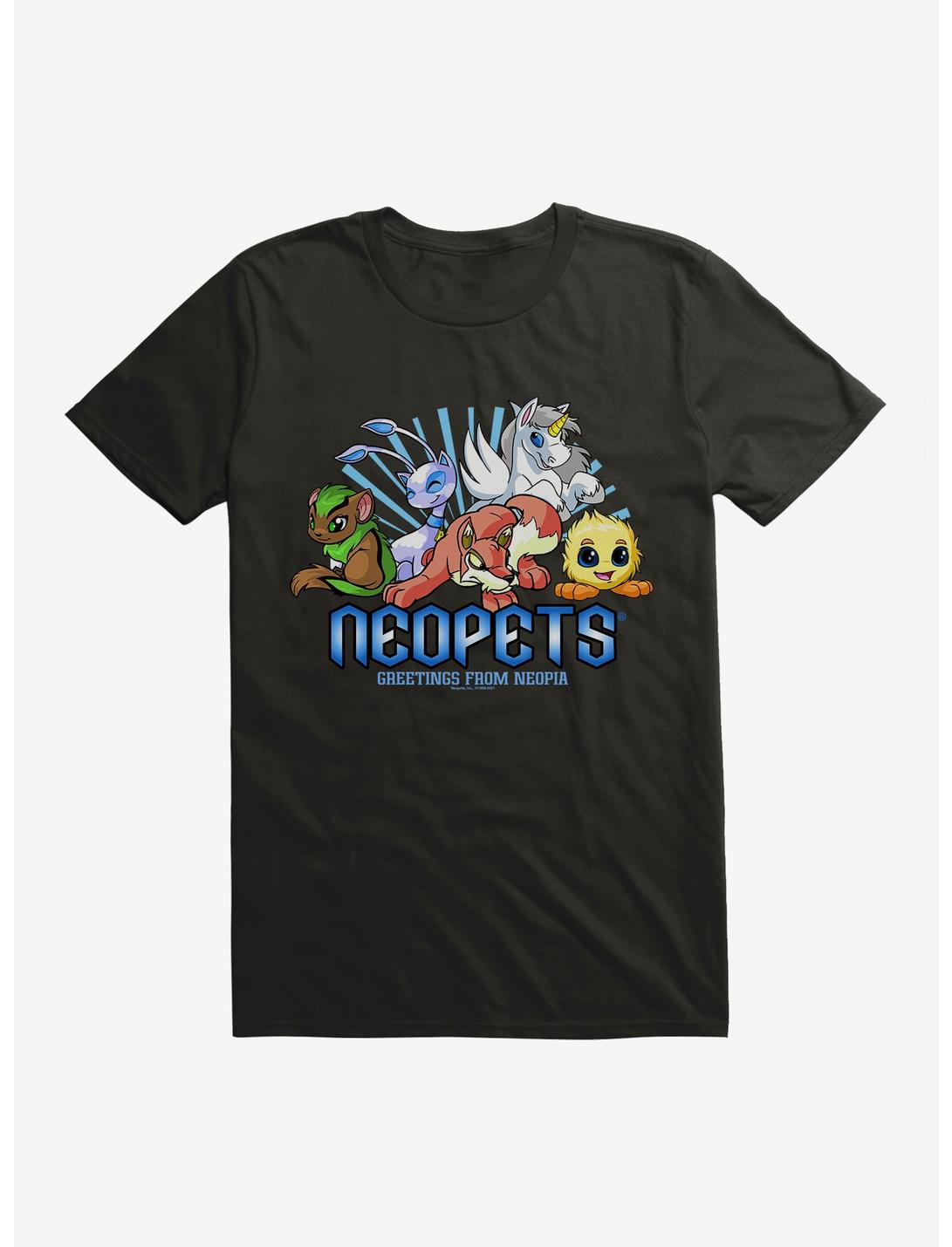 Neopets Greetings From Neopia T-Shirt, BLACK, hi-res