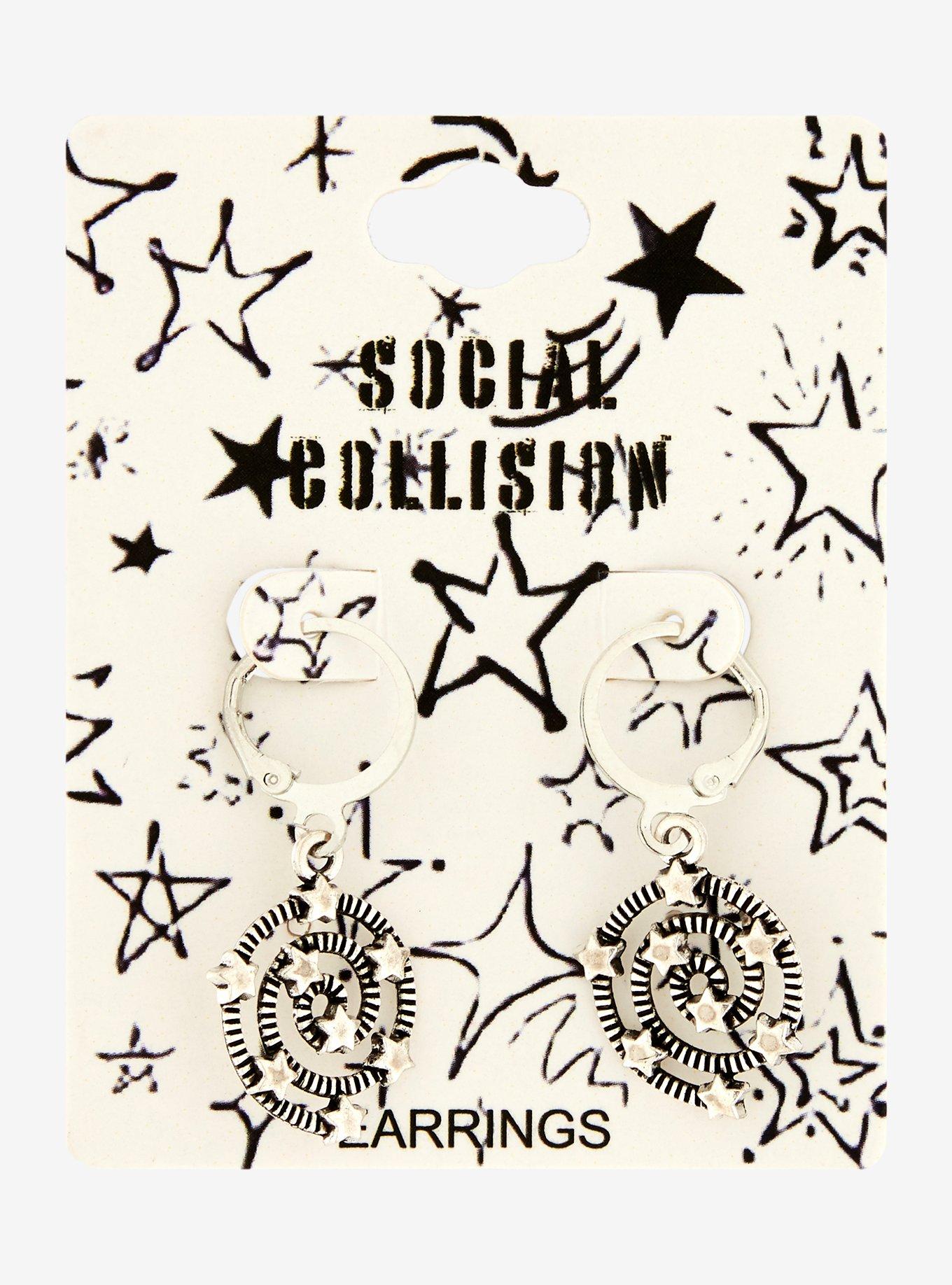Social Collision Swirling Star Huggie Hoops, , hi-res