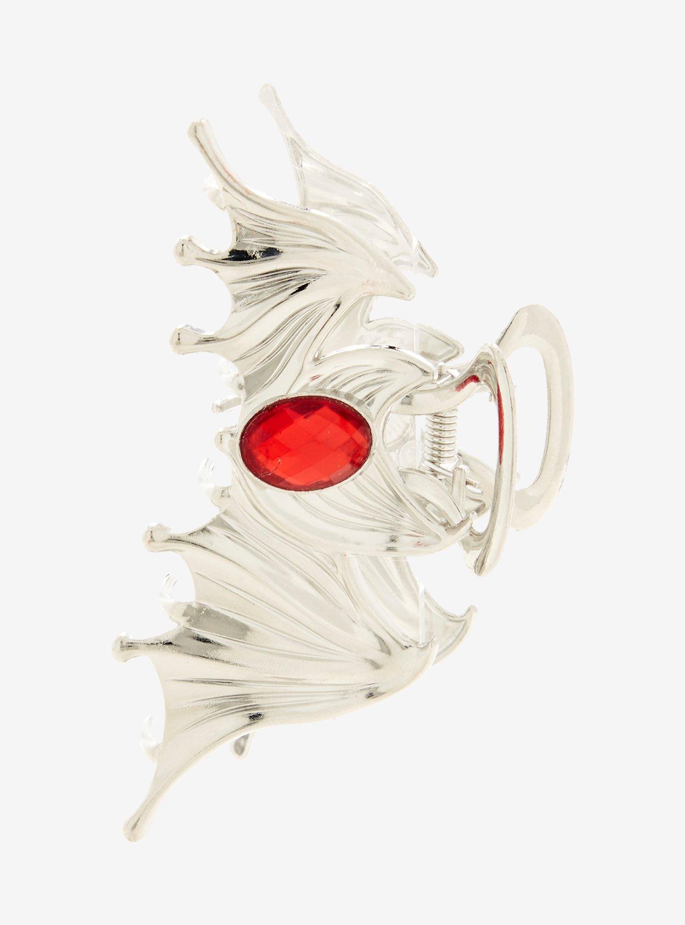 Cosmic Aura Bat Wing Red Gem Claw Hair Clip, , hi-res