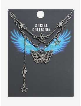 Social Collision Butterfly Swirl Star Layered Necklace, , hi-res