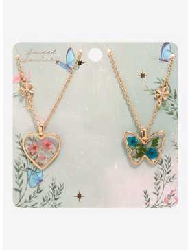 Sweet Society Heart Butterfly Floral Best Friend Necklace Set, , hi-res