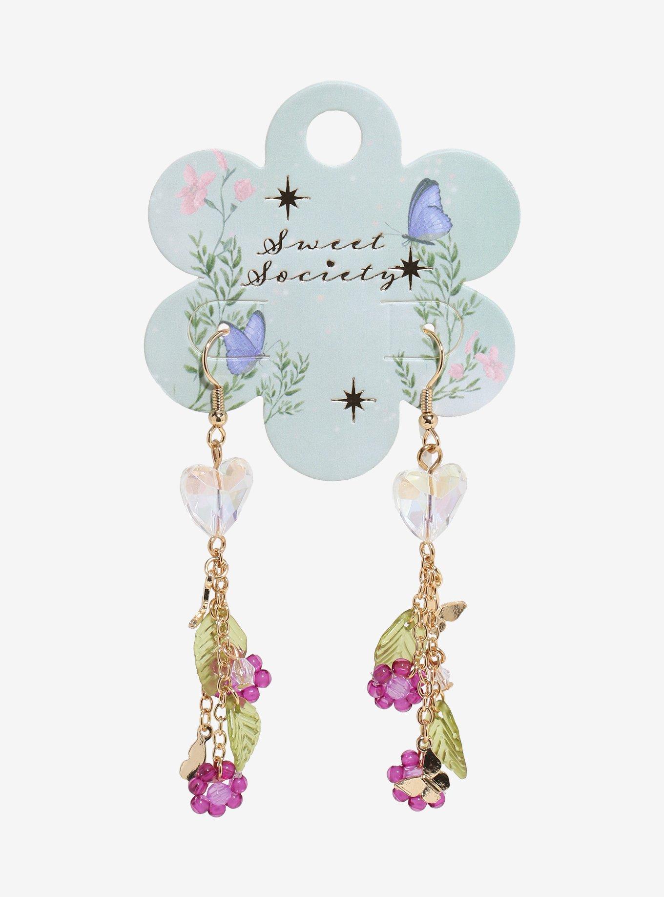 Sweet Society Crystal Heart Flower Drop Earrings, , hi-res