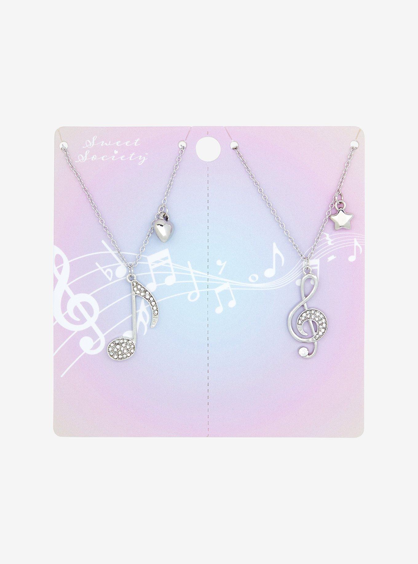 Sweet Society Musical Note Bling Best Friend Necklace Set, , hi-res