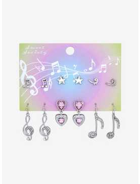 Sweet Society Musical Note Bling Earring Set, , hi-res