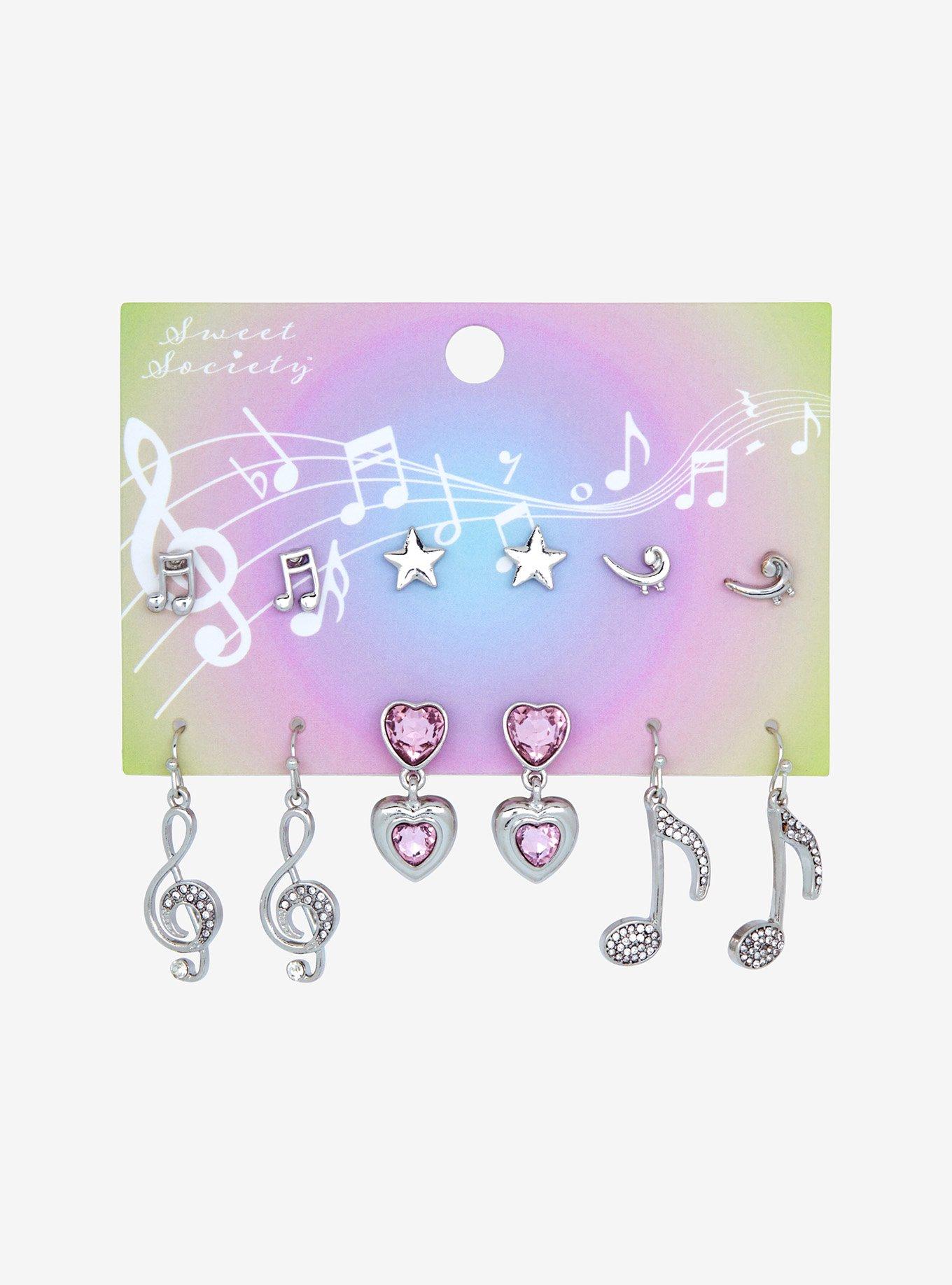 Sweet Society Musical Note Bling Earring Set, , hi-res