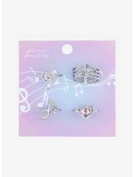 Sweet Society Musical Note Heart Ring Set, , hi-res