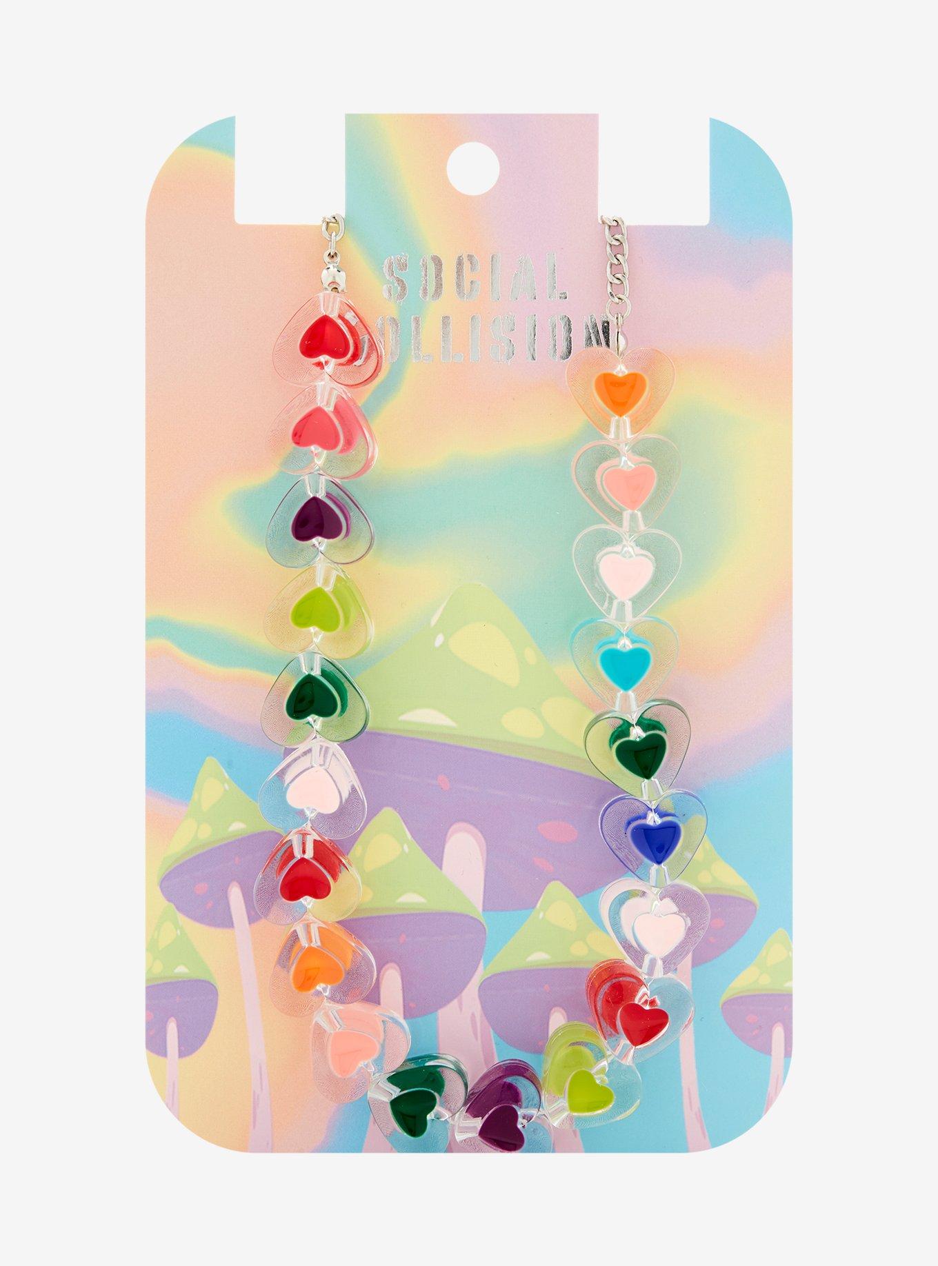 Social Collision Rainbow Bubble Heart Necklace, , hi-res