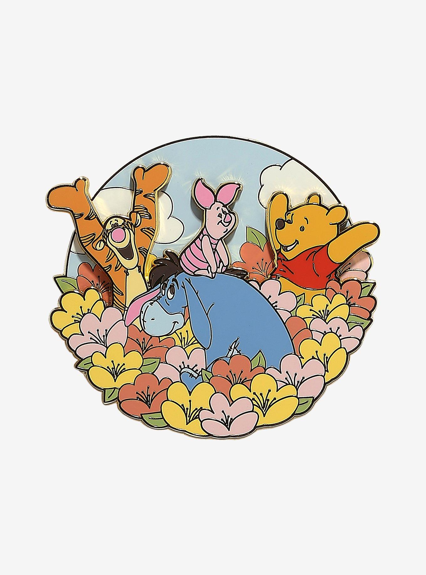 Loungefly Disney Winnie the Pooh floral Group Portrait Limited Edition Enamel Pin - BoxLunch Exclusive, , hi-res