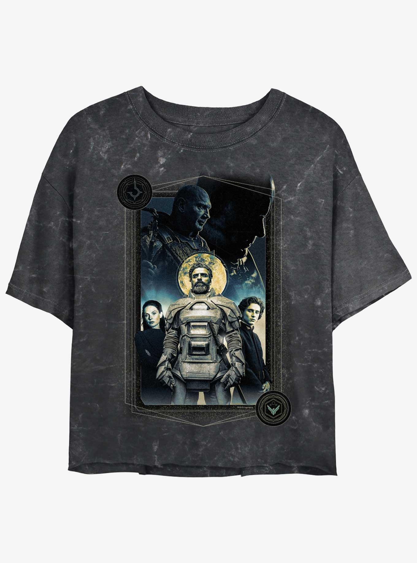 Dune Character Poster Mineral Wash Womens Crop T-Shirt, BLACK, hi-res