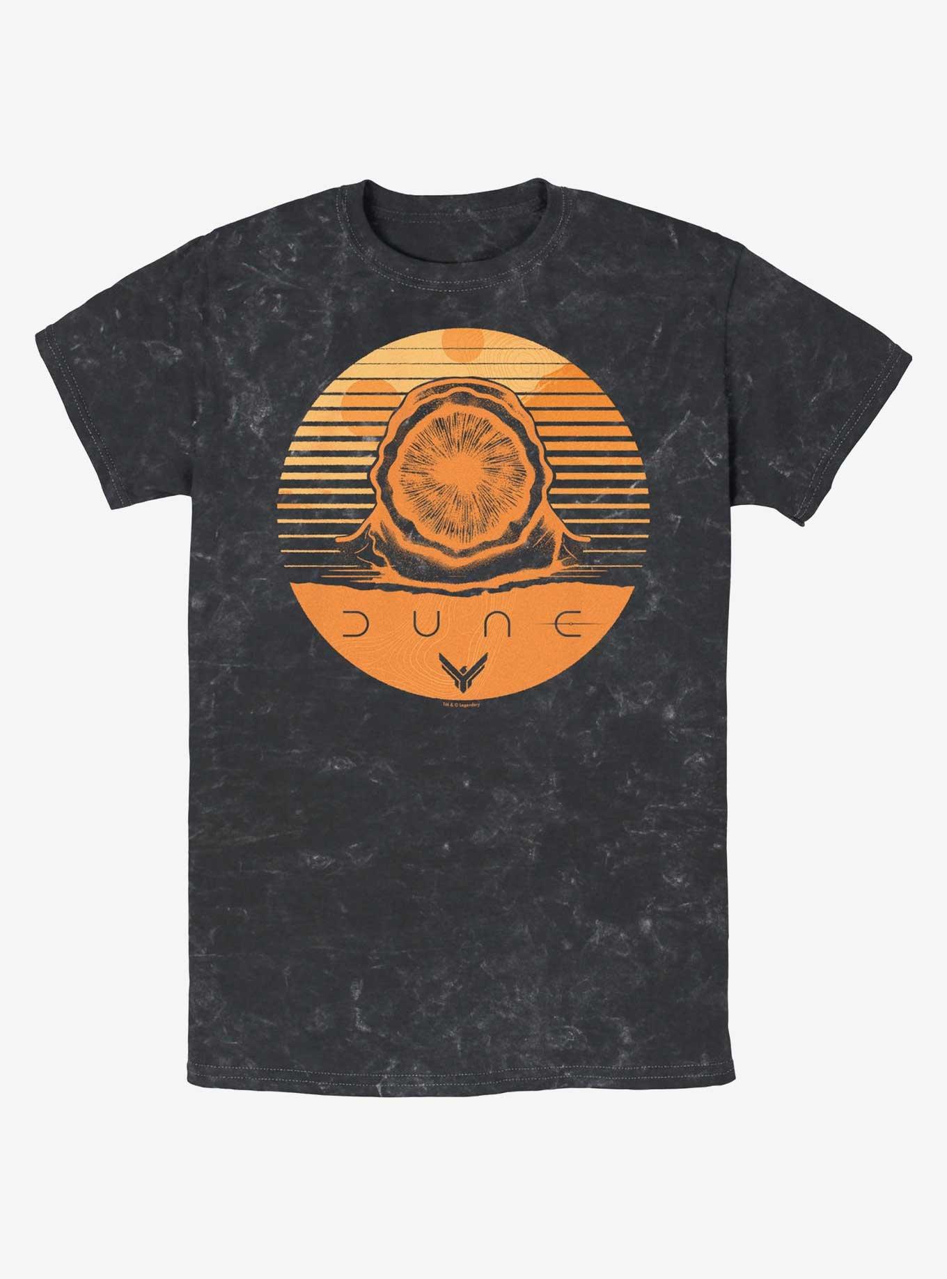 Dune Arrakis Sandworm Stamp Mineral Wash T-Shirt, BLACK, hi-res