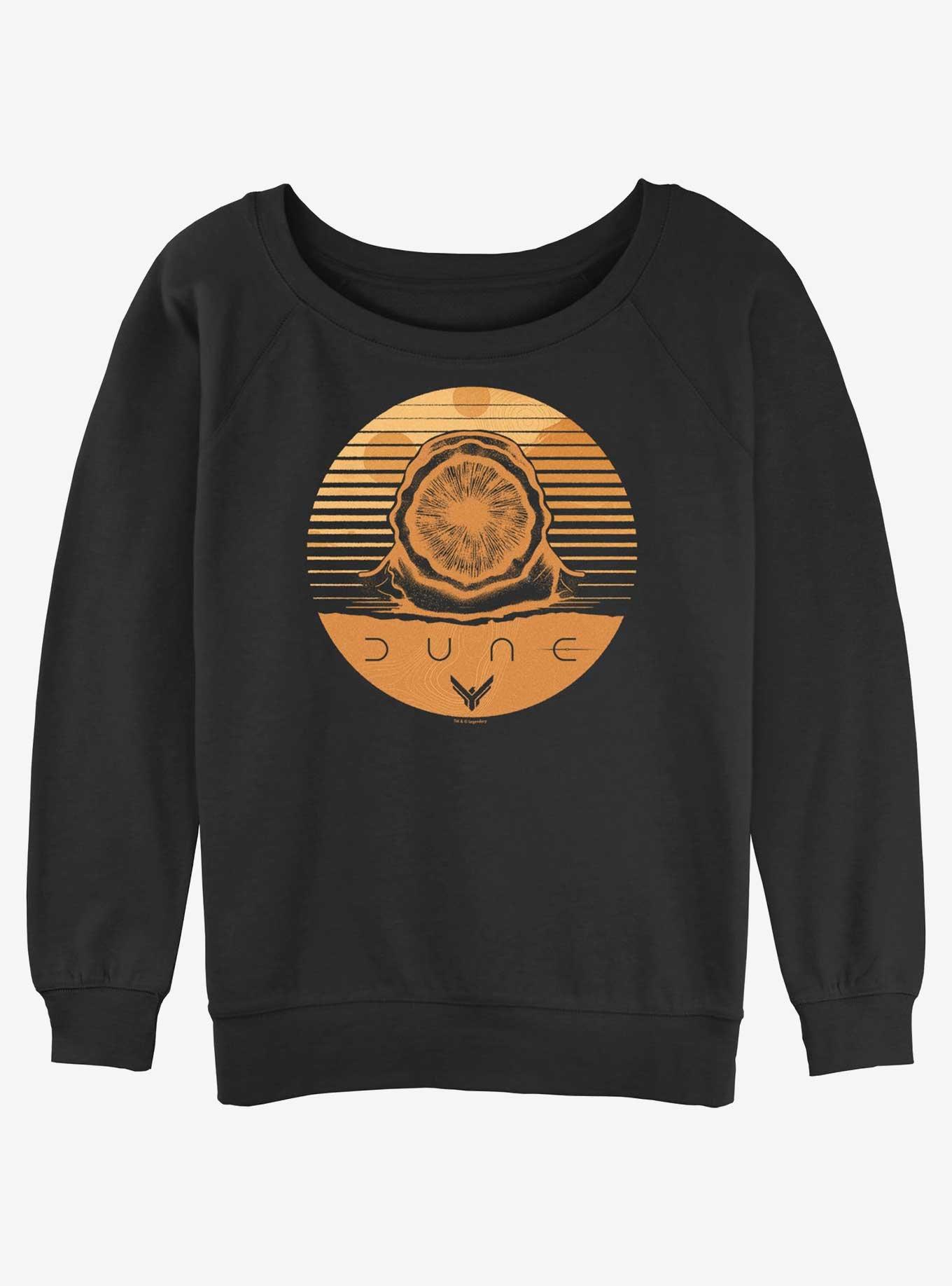 Dune Arrakis Sandworm Stamp Womens Slouchy Sweatshirt, BLACK, hi-res