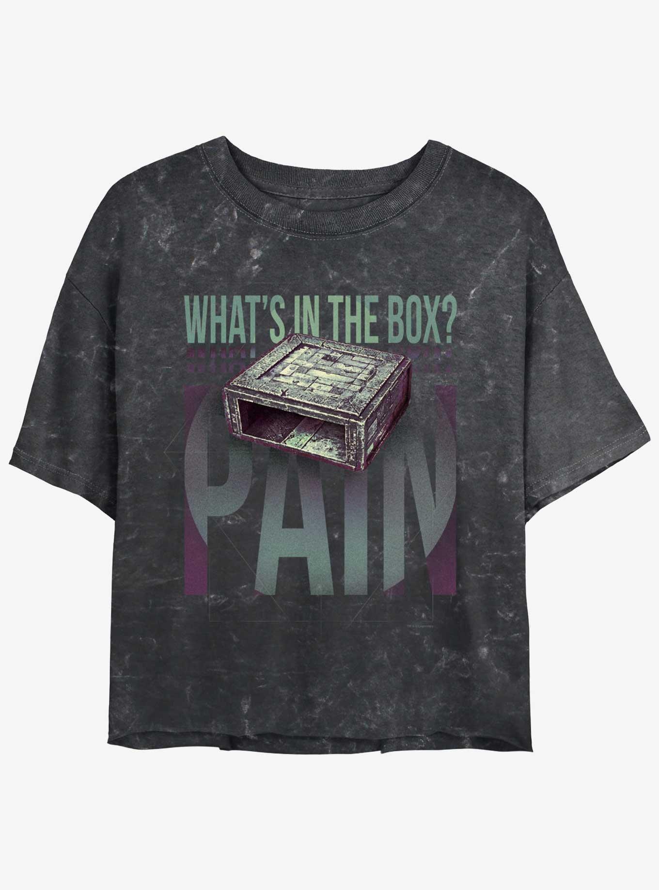 Dune What's In The Box Pain Mineral Wash Womens Crop T-Shirt, BLACK, hi-res