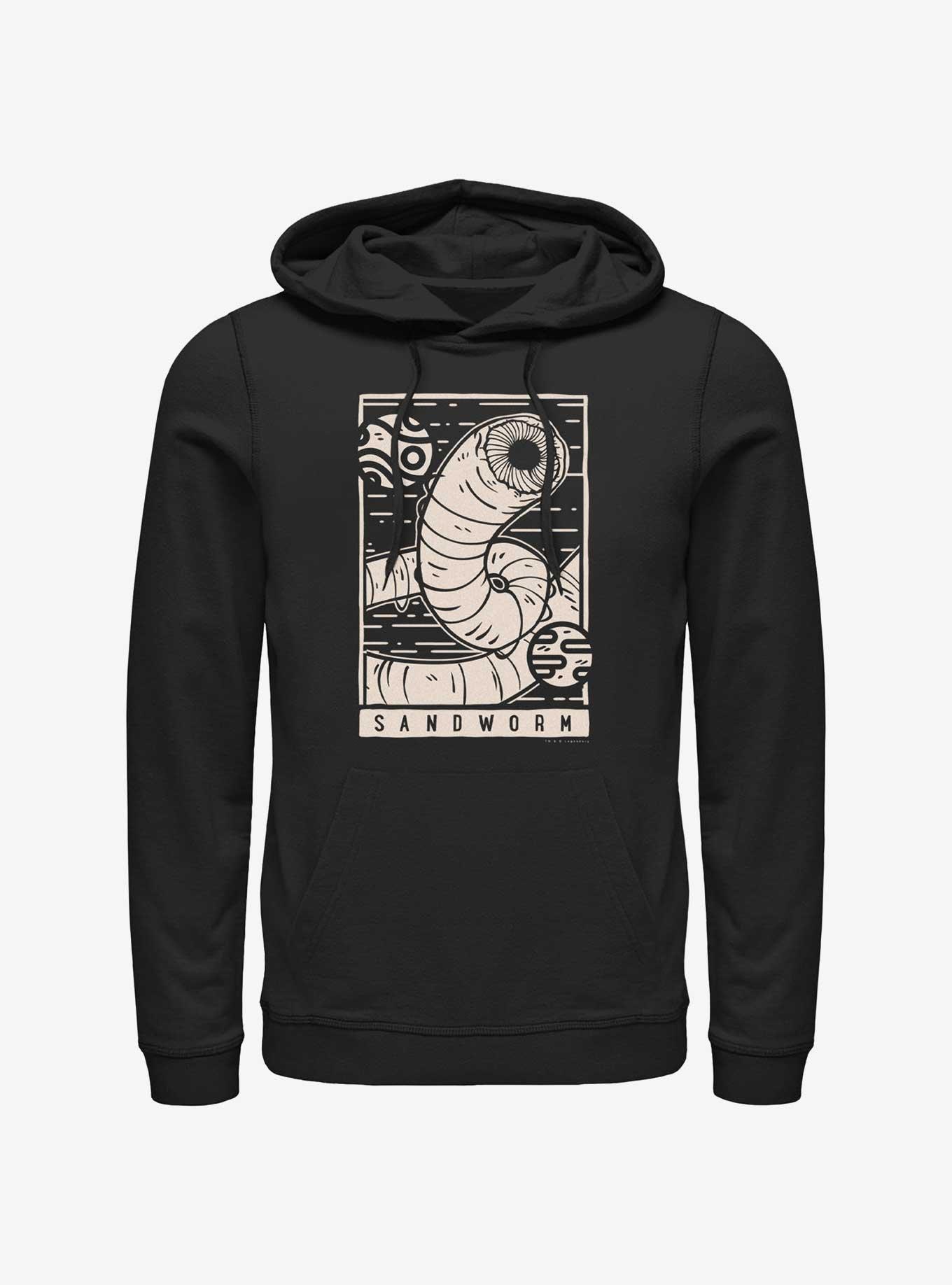 Dune Sandworm Illustration Hoodie, BLACK, hi-res