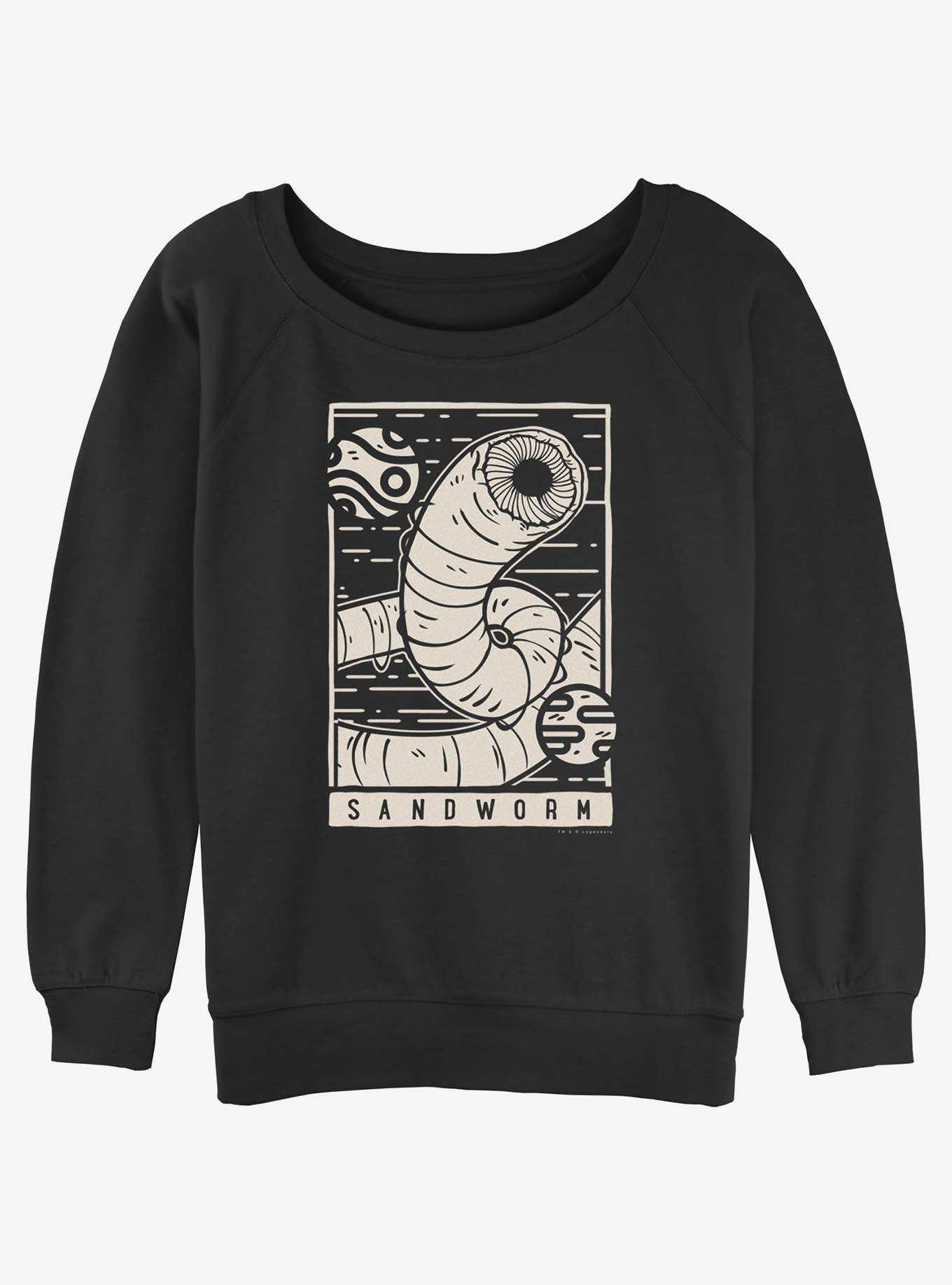 Dune Sandworm Illustration Womens Slouchy Sweatshirt, , hi-res