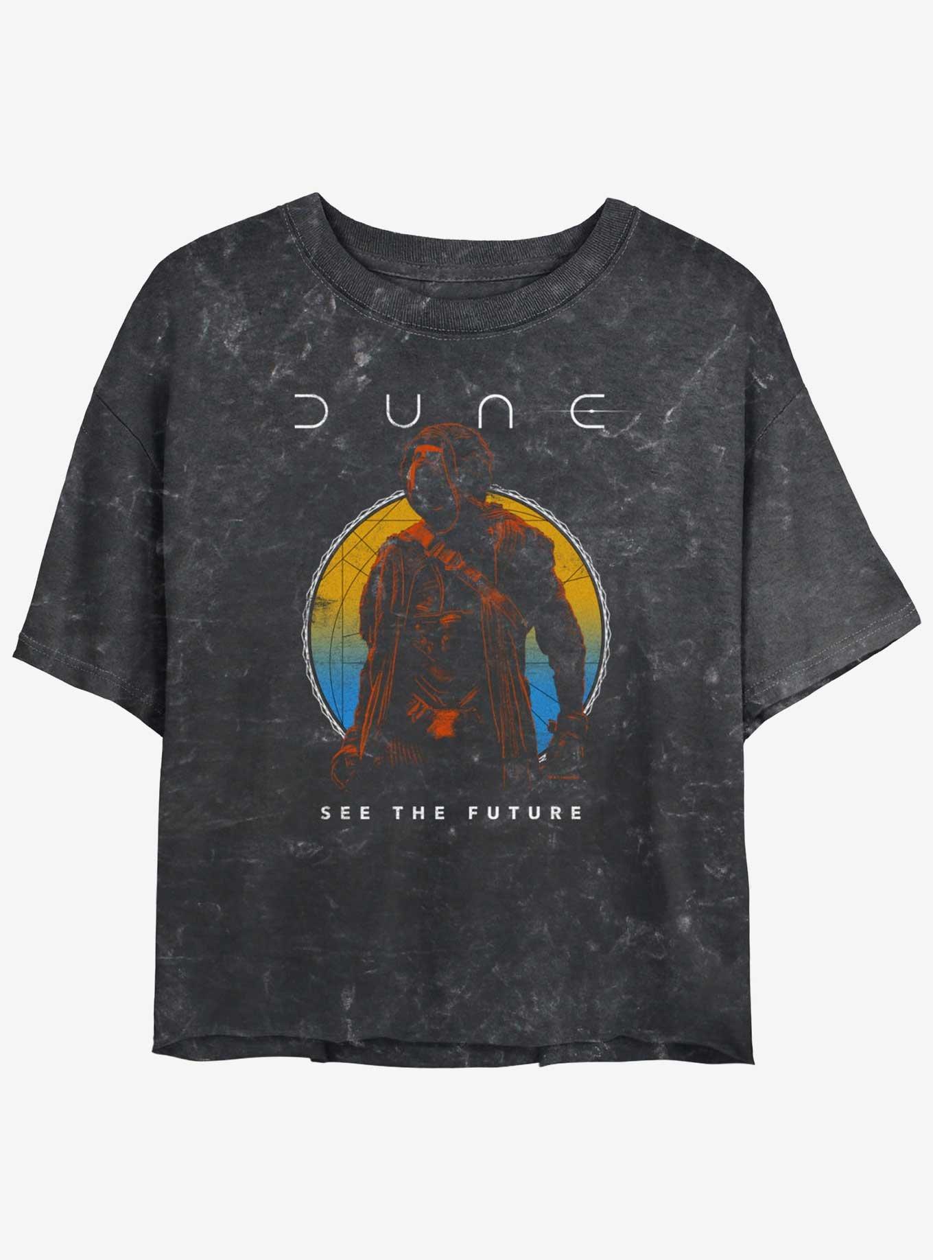 Dune See The Future Mineral Wash Womens Crop T-Shirt, BLACK, hi-res