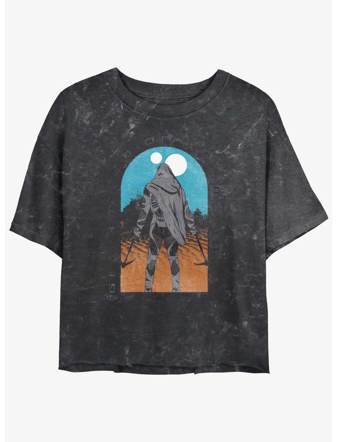 Dune Desert Rider Tombstone Mineral Wash Womens Crop T-Shirt, BLACK, hi-res