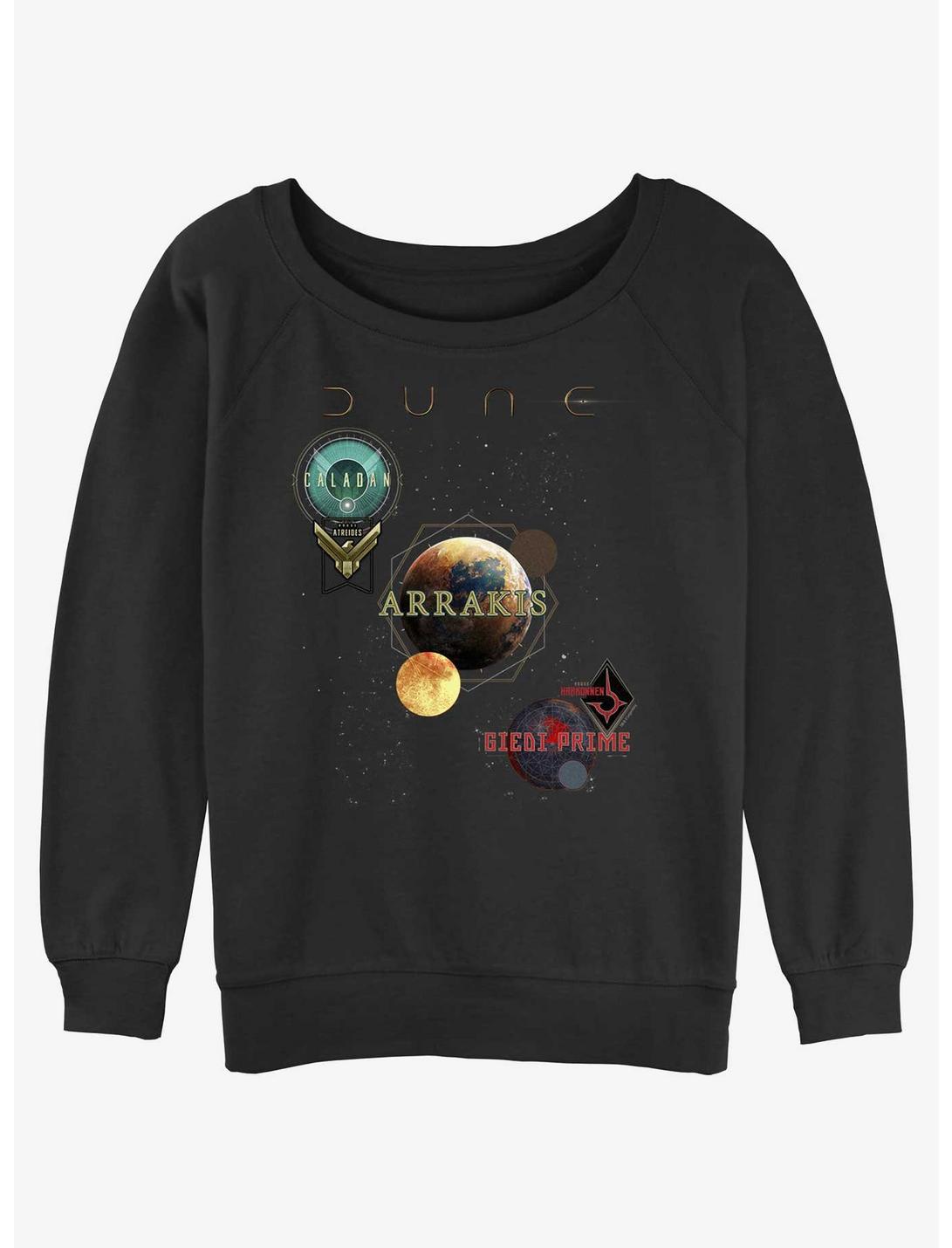 Dune Planets Poster Womens Slouchy Sweatshirt, BLACK, hi-res