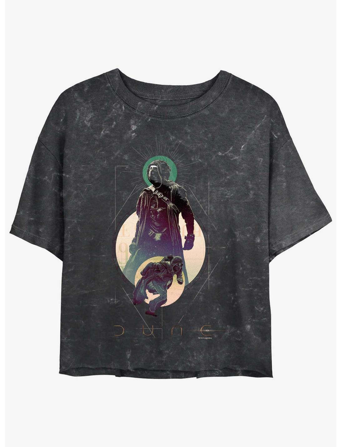 Dune Paul Atreides Moon Portrait Mineral Wash Womens Crop T-Shirt, BLACK, hi-res