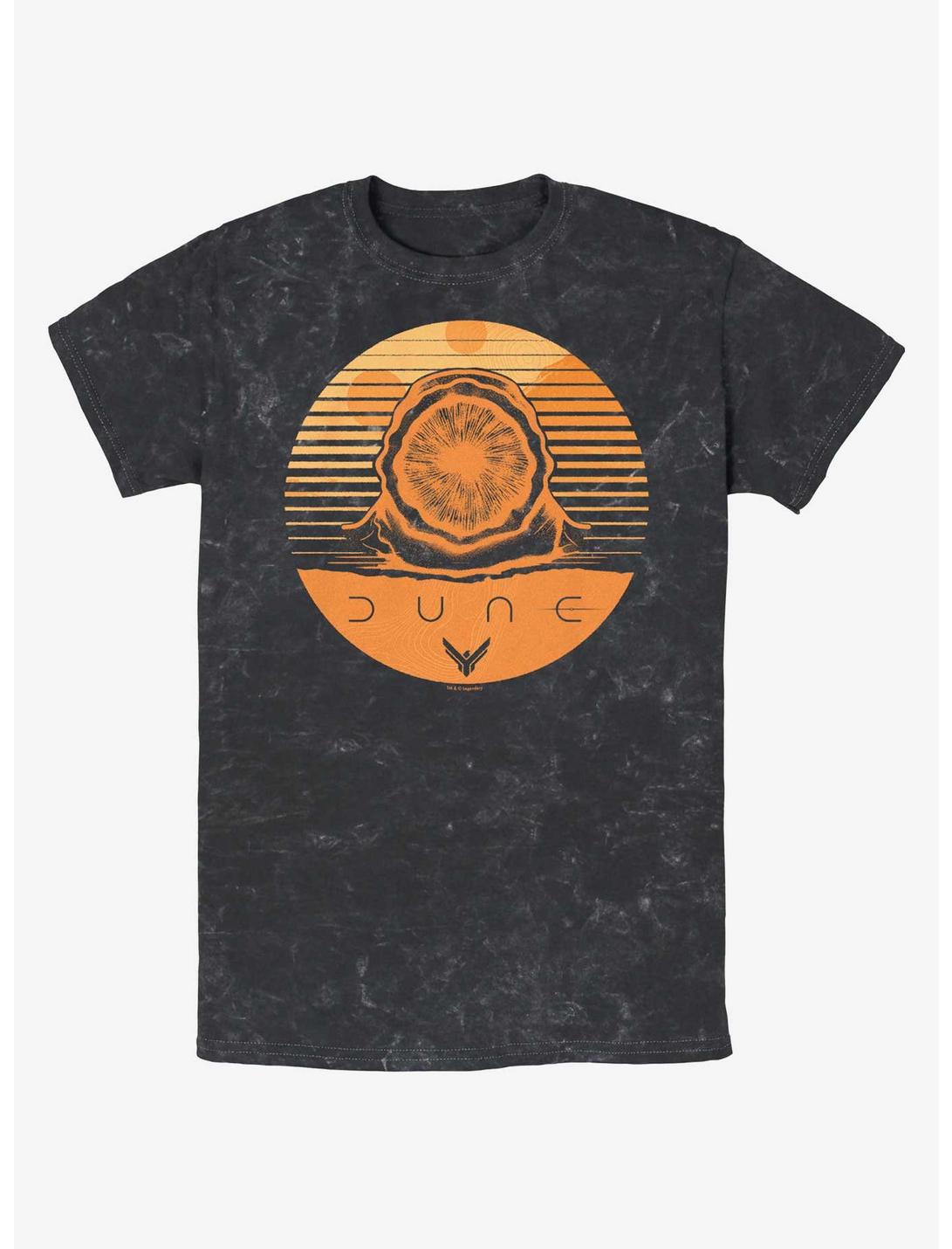 Dune Arrakis Sandworm Stamp Mineral Wash T-Shirt, BLACK, hi-res