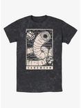 Dune Sandworm Illustration Mineral Wash T-Shirt, BLACK, hi-res