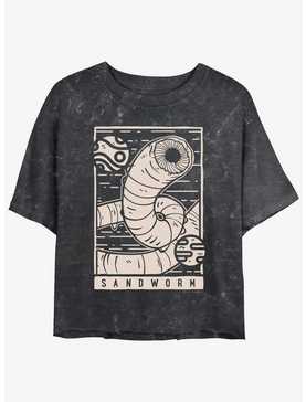Dune Sandworm Illustration Mineral Wash Womens Crop T-Shirt, , hi-res
